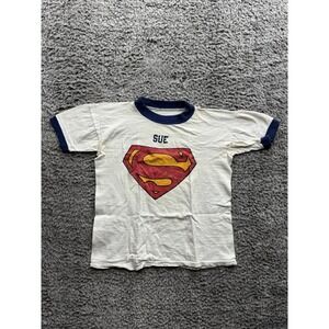 Vintage 1960's 1970's Superman‎ "Sue" Tshirt in White XS/S